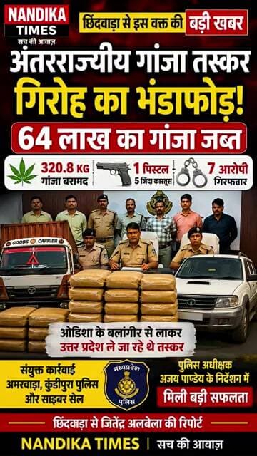 छिंदवाड़ा में अंतरराज्यीय गांजा तस्कर गिरोह का भंडाफोड़! 64 लाख का गांजा जब्त, 7 गिरफ्तार | #shorts