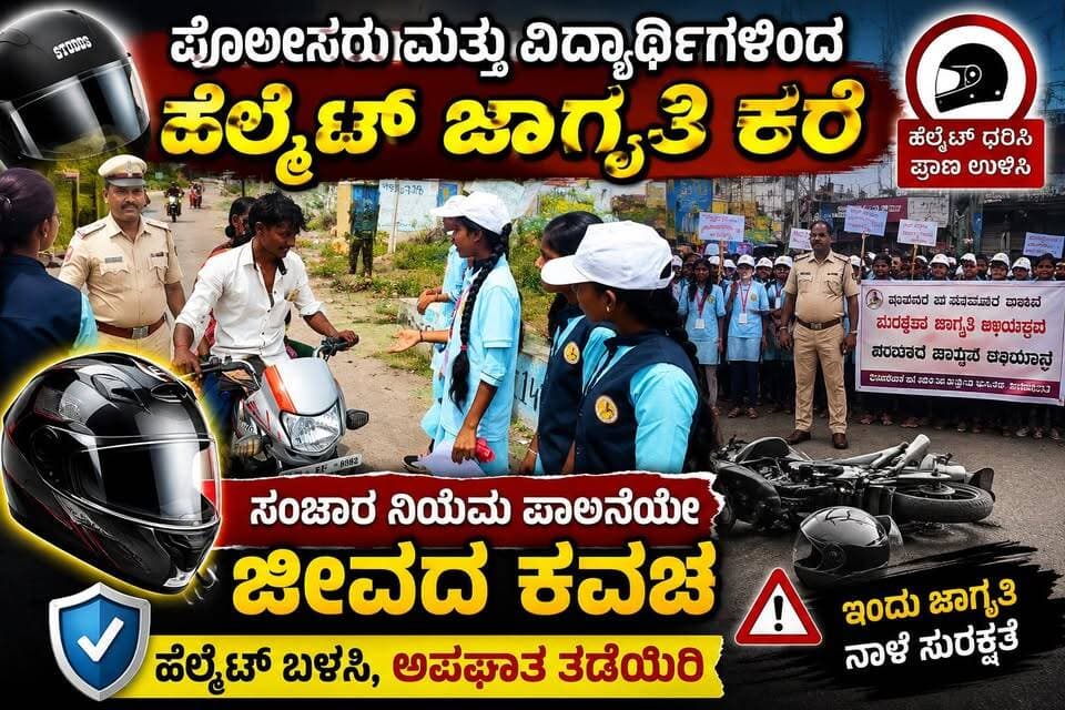 #ಲಿಂಗಸುಗೂರು ಪೊಲೀಸರು ಮತ್ತು ವಿದ್ಯಾರ್ಥಿಗಳಿಂದ ಹೆಲ್ಮೆಟ್ ಜಾಗೃತಿ ಕರೆ
ಸಂಚಾರ ನಿಯಮ ಪಾಲನೆಯೇ ಜೀವದ ಕವಚ ಹೆಲ್ಮೆಟ್ ಬಳಸಿ, ಅಪಘಾತ ತಡೆಯಿರಿ
#ಲಿಂಗಸುಗೂರು #ಲಿಂಗಸುಗೂರು_ಸುದ್ದಿ #ಲಿಂಗಸುಗೂರು_ಅಪ್ಡೇಟ್ಸ್ #ಲಿಂಗಸುಗೂರು_ನಗರ #ಲಿಂಗಸುಗೂರು_ಜನತೆ #ರಾಯಚೂರು #ರಾಯಚೂರು_ಸುದ್ದಿ #ಕರ್ನಾಟಕ #ಕನ್ನಡ_ಸುದ್ದಿ #ಹೆಲ್ಮೆಟ್ #ಹೆಲ್ಮೆಟ್_ಕಡ್ಡಾಯ #ಹೆಲ್ಮೆಟ್_ಜಾಗೃತಿ #ಸಂಚಾರ_ಜಾಗೃತಿ #ಸಂಚಾರ_ನಿಯಮ #ರಸ್ತೆ_ಸುರಕ್ಷತೆ #ರಸ್ತೆ_ಸುರಕ್ಷತಾ_ಜಾಗೃತಿ #ಸುರಕ್ಷಿತ_ಚಾಲನೆ #ಜೀವ_ರಕ್ಷಣೆ #ವಿದ್ಯಾರ್ಥಿಗಳು #ಪೊಲೀಸರು #ಜಾಗೃತಿ_ಅಭಿಯಾನ #TrafficAwareness #HelmetAwareness #HelmetSafety #RoadSafety #TrafficRules #SafeDriving #WearHelmet #SafetyFirst #Lingsugur #LingsugurNews #Raichur #KarnatakaNews #KannadaNews #Karnataka #NewsUpdate#RAIYCHURU #ರಾಯಚೂರು #Lingsugur #ಲಿಂಗಸುಗೂರು #LingsugurNews #ಲಿಂಗಸುಗೂರು_ಸುದ್ದಿ #ರಾಯಚೂರು_ಸುದ್ದಿ #ರಾಯಚೂರು_ಅಪ್ಡೇಟ್ಸ್ #Karnataka #ಕರ್ನಾಟಕ #KannadaNews #ಕನ್ನಡ_ಸುದ್ದಿ #HelmetAwareness #ಹೆಲ್ಮೆಟ್_ಜಾಗೃತಿ #HelmetSafety #ಹೆಲ್ಮೆಟ್_ಸುರಕ್ಷತೆ #RoadSafety #ರಸ್ತೆ_ಸುರಕ್ಷತೆ #TrafficAwareness #ಸಂಚಾರ_ಜಾಗೃತಿ #TrafficRules #ಸಂಚಾರ_ನಿಯಮ #SafeDriving #ಸುರಕ್ಷಿತ_ಚಾಲನೆ #WearHelmet #ಹೆಲ್ಮೆಟ್_ಧರಿಸಿ #SafetyFirst #ಜಾಗೃತಿ_ಅಭಿಯಾನ #Students #Police #ವಿದ್ಯಾರ್ಥಿಗಳು #ಪೊಲೀಸರು