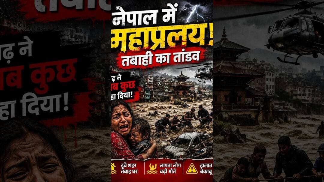 नेपाल में आई बाढ़ ने ताश के पत्तो की तरह बहा ले गई पुल को | Nepal Flood #Shorts | Reels | #SKR