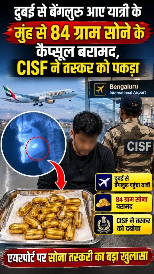 News Update - दुबई से बेंगलुरु पहुंचे एक यात्री को CISF ने सोने की तस्करी के आरोप में पकड़ा है। मोहम्मद सिराज नाम के इस यात्री ने 84 ग्राम वजन के सोने के 2 कैप्सूल अपने मुंह में छिपा रखे थे। सुरक्षा जांच के दौरान शक होने पर जब कड़ाई से पूछताछ की गई, तो उसने मुंह से सोना निकाल दिया। वह गाजियाबाद जा रहा था।
#GoldSmuggling
#CISF
#BengaluruAirport
#AirportSecurity
#GoldSeized
DISCLAIMER
This video is intended for news and informational purposes only. It does not promote, support, or encourage any form of violence, hatred, or illegal activity. The content is presented solely to inform the public. Viewer discretion is advised.