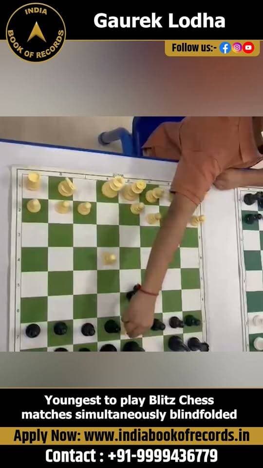 India Book of Records: Youngest to Play Blindfolded Blitz Chess Matches Simultaneously
Gaurek Lodha from Udaipur, Rajasthan, earned recognition from the India Book of Records by playing 2 Blitz Chess matches simultaneously while blindfolded in just 9 minutes and 33 seconds, at the age of 5 years.
#indiabookofrecords #gaureklodha #blindfoldchess #blitzchess #ibr