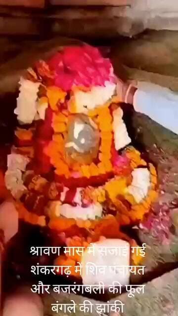 श्रावण मास में सजाई गई शंकरगढ़ में शिव पंचायत एवं बजरंगबली की सजाई गई फूल बंगले कीआकर्षक झांकी