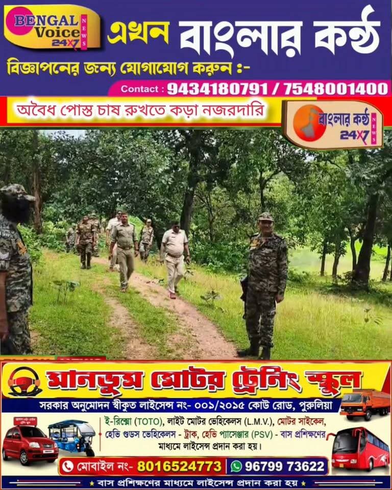 অবৈধ পোস্ত চাষ রুখতে যৌথ টহল ও ড্রোন নজরদারি পুরুলিয়ায়