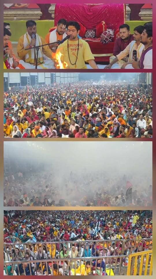 बागेश्वर धाम में आठवां ऑनलाइन हनुमान चालीसा हवन संपन्न, लाखों परिवार जुड़े
छतरपुर बागेश्वर धाम में 27 अगस्त को आठवां ऑनलाइन श्री हनुमान चालीसा हवन संपन्न हुआ। इस हवन में देश-विदेश से लाखों परिवार सोशल मीडिया के माध्यम से जुड़े। वहीं बागेश्वर धाम पहुंचकर हजारों श्रद्धालुओं ने भी सामूहिक रूप से हनुमान चालीसा की चौपाइयों के साथ यज्ञ में आहुतियां अर्पित कीं।बागेश्वर धाम की ओर से आयोजित इस ऑनलाइन हवन का उद्देश्य घर-घर में हवन की सनातन परंपरा को पुनः जागृत करना और लोगों को अपनी धार्मिक एवं आध्यात्मिक परंपराओं से जोड़ना है। बागेश्वर सरकार लगातार हवन, कथा, कन्या विवाह और दिव्य दरबार जैसे आयोजनों के माध्यम से सनातन परंपराओं के प्रति लोगों को जागरूक करने का संदेश दे रहे हैं आठवें ऑनलाइन हनुमान चालीसा हवन में भी पूर्व के आयोजनों की तरह बड़ी संख्या में श्रद्धालुओं की सहभागिता देखने को मिली। श्रद्धालुओं ने बागेश्वर सरकार के आधिकारिक यूट्यूब और फेसबुक चैनलों के माध्यम से अपने-अपने घरों से हवन में आहुति दी बागेश्वर धाम में मौजूद श्रद्धालुओं ने भी हनुमान चालीसा की चौपाइयों के साथ विधिवत आहुतियां अर्पित कीं।
इस बार हवन में पंचमुखी हनुमान जी के चित्र के समक्ष विशेष रूप से हवन किया गया। बागेश्वर सरकार ने श्रद्धालुओं से कहा कि पंचमुखी हनुमान जी का चित्र घर के ऐसे स्थान पर रखा जा सकता है, जहां से बाहर से आने-जाने वाले लोगों की आवाजाही होती है। उन्होंने श्रद्धालुओं को पंचमुखी हनुमान जी की आराधना और सकारात्मक ऊर्जा के संदेश से भी जोड़ा,बागेश्वर सरकार ने बताया कि आने वाले तीन ऑनलाइन हनुमान चालीसा हवन पितृ दोष मुक्ति के संकल्प के साथ आयोजित किए जाएंगे। इन तीन हवनों की श्रृंखला का पहला हवन 20 सितंबर को शाम 6 बजे बागेश्वर धाम में आयोजित किया जाएगा। इस बार हवन के समय में बदलाव किया गया है। इससे पहले ऑनलाइन हनुमान चालीसा हवन रात 9 बजे आयोजित किए जाते थे,वहीं बागेश्वर सरकार ने हवन में शामिल होने वाले श्रद्धालुओं से अपने अनुभव साझा करने की अपील भी की। उन्होंने कहा कि जिन श्रद्धालुओं ने दो, पांच या सभी आठ हवनों में हिस्सा लिया है और उन्हें अपने जीवन में सकारात्मक बदलाव महसूस हुआ है, वे अपने अनुभव का वीडियो बनाकर सोशल मीडिया पर साझा करें और बागेश्वर सरकार के आधिकारिक सोशल मीडिया पेज को टैग कर भेजें।
बागेश्वर धाम के ऑनलाइन हनुमान चालीसा हवन की यह श्रृंखला अब नौवें हवन की ओर बढ़ रही है, जिसमें एक बार फिर देश-विदेश के लाखों परिवारों के जुड़ने की उम्मीद है।
हिमांशु अग्रवाल
छतरपुर