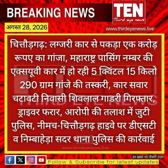 Chittorgarh: लग्जरी कार से पकड़ा एक करोड़ रूपए का गांजा
#chittorgarhnews #latestnews #newsupdate