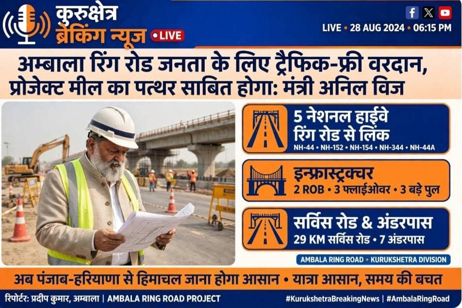 अम्बाला रिंग रोड जनता के लिए "ट्रैफिक-फ्री" वरदान, प्रोजेक्ट मील का पत्थर साबित होगा : मंत्री अनिल विज
अम्बाला (प्रदीप कुमार)
हरियाणा के ऊर्जा, परिवहन एवं श्रम मंत्री श्री अनिल विज ने कहा कि अम्बाला में निर्माणाधीन रिंग रोड न केवल अम्बाला को ट्रैफिक जाम से मुक्ति दिलाएगा, बल्कि प्रतिदिन यहां से गुजरने वाले लाखों वाहन चालकों के लिए वरदान साबित होगा।
रिंग रोड प्रोजेक्ट अम्बाला को महानगर का दर्जा दिलाएगा और शहर की रफ्तार तेज होगी।
परिवहन मंत्री अनिल विज ने आज दोपहर अम्बाला रिंग रोड प्रोजेक्ट का जायजा लिया। अपनी गाड़ी में उन्होंने पूरे प्रोजेक्ट का स्थल मुआयना किया और निर्माण कार्य की प्रगति को जाना। उन्होंने कहा कि हमारा लक्ष्य रिंग रोड निर्माण कार्य जल्द से जल्द पूरा करके इसे जनता को समर्पित करना है।
गौरतलब है कि मंत्री अनिल विज के अथक प्रयासों से अम्बाला में रिंग रोड परियोजना की शुरुआत हुई थी। अम्बाला जिले के चारों ओर एक माला की तरह बन रहा यह रिंग रोड अब निर्माण के अंतिम चरण में है।
*प्रोजेक्ट की खासियत:*
- 5 नेशनल हाईवे आपस में लिंक होंगे
- 2 रेलवे ओवरब्रिज और 3 फ्लाईओवर
- 29.029 किमी लंबी सर्विस रोड
- 3 बड़े पुल, 4 छोटे पुल और 82 पुलिया
- 1 इंटरचेंज, 13 आवागमन पॉइंट और 7 व्हीकुलर अंडरपास
इससे पंजाब-हरियाणा से हिमाचल प्रदेश (कालाअंब औद्योगिक क्षेत्र) जाना आसान होगा, माल ढुलाई की लागत घटेगी और पर्यटन को बढ़ावा मिलेगा।
इस अवसर पर भाजपा नेता संजीव सोनी बब्बू, अजय बवेजा, शैलेंद्र खन्ना एवं अन्य मौजूद रहे।