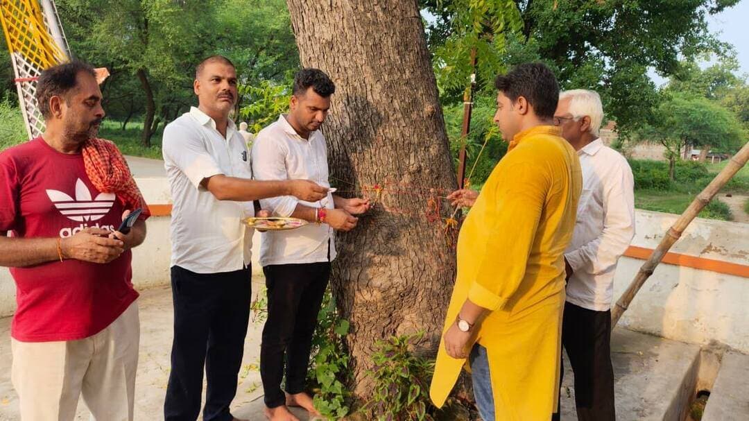 रक्षाबंधन पर निमेज में दिखी अनोखी तस्वीर, पेड़ों की कलाई पर बंधा रक्षा सूत्र, लिया प्रकृति बचाने का संकल्प .. ख़बर कमेंट बॉक्स में