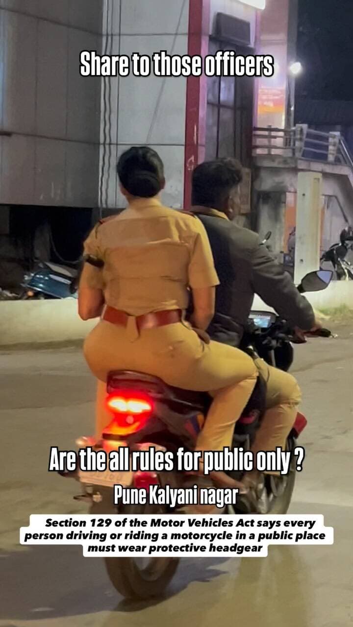 Section 129 of the Motor Vehicles Act says every person driving or riding a motorcycle in a public place must wear protective headgear
#punepolice #punecity #punenews #punenewsupdates #puneupdates