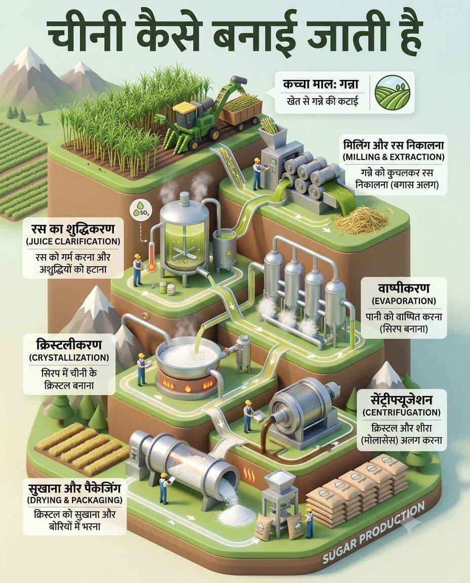 चीनी कैसे बनाई जाती है