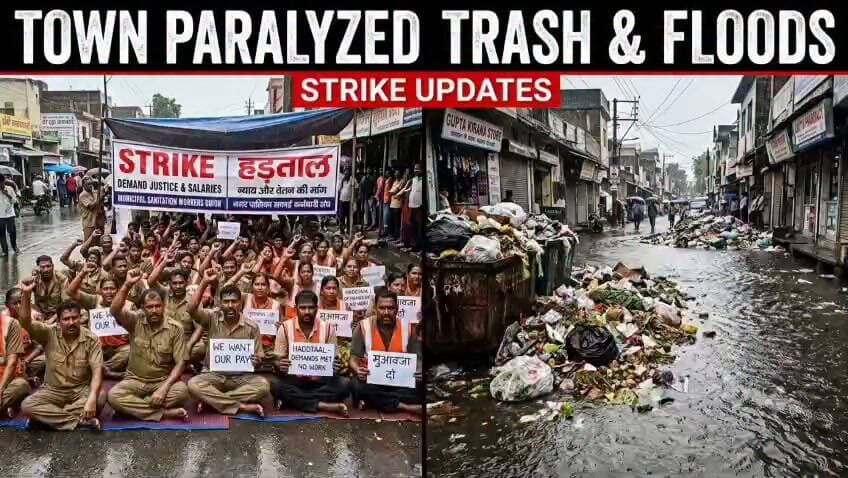 #लहार में हड़ताल,, बाज़ार बना कचड़ा घर ,,देखिए पूरी खबर ,,