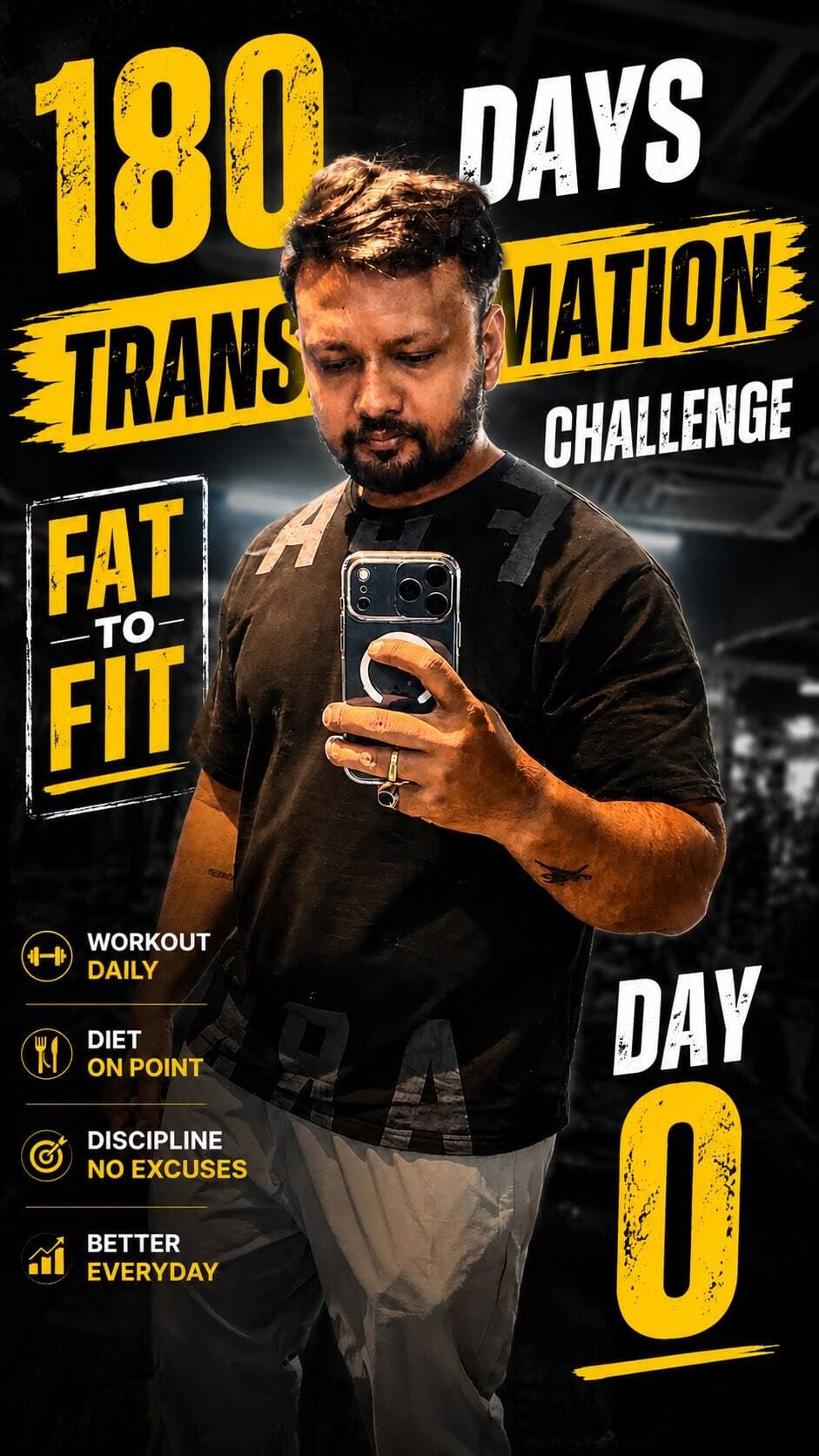 Main ek baar transform kar chuka hoon.
Phir life mein comfort aaya.
Shaadi hui.
Father bana.
Corona aaya.
Food blogging start ki.
Aur dheere dheere main khud ko lose karta gaya.
Aaj weight hai 102 KG.
Lekin ab 180 days ka challenge hai.
Roz workout.
Diet discipline.
Daily progress update.
Iss baar motivation nahi… discipline pe kaam hoga.
Agar tum bhi apni life change karna chahte ho… join this journey.
DAY 1/180 STARTS TODAY 💪
#180DayChallenge #WeightLossJourney #FatToFit #TransformationJourney #GymMotivation IndianFitness
