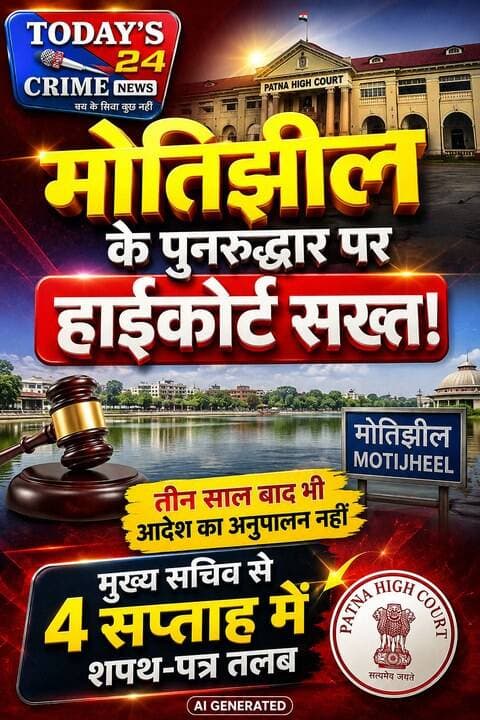मोतीझील के पुनरुद्धार पर हाईकोर्ट सख्त, तीन साल बाद भी आदेश का अनुपालन नहीं—मुख्य सचिव से चार सप्ताह में शपथ-पत्र तलब
पटना, 21 अगस्त 2026। मोतिहारी की ऐतिहासिक मोतीझील के संरक्षण, अतिक्रमण-मुक्ति एवं पुनरुद्धार को लेकर पटना हाईकोर्ट ने राज्य सरकार के प्रति कड़ा रुख अपनाया है। न्यायालय ने प्रथम दृष्टया पाया कि 05 मई 2023 को CWJC No. 3876/2022 में दिए गए निर्देशों का अब तक अनुपालन नहीं हुआ है।।।।।।।।।।।।।।
#motiharinews #amiteshkumar #motiharinewsupdate #Todays_24_Crime_News #motiharpolice