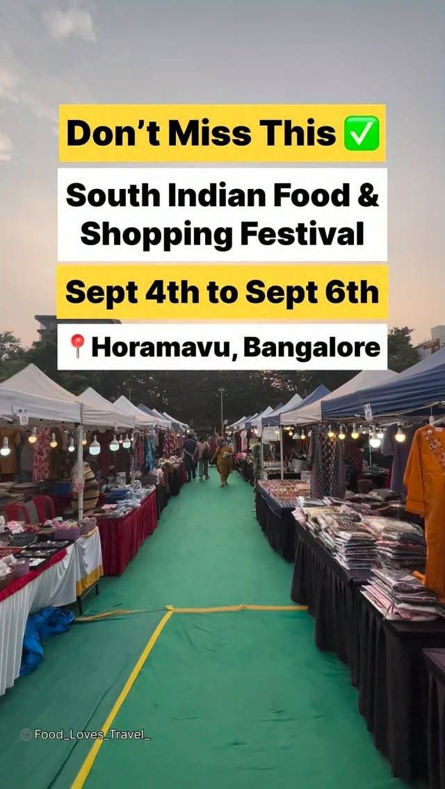 📍Jayanthi Nagar Main Road, Next to Vibgyor International School, Horamavu Bengaluru
Sept 4th to 6th
Stall Booking:- 7996118595 / 9611777215