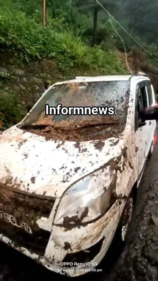 शिमला, खलीनी-बिहार लिंक रोड पर गिरा पेड़, दो गाड़ियां आई चपेट में, हुई क्षतिग्रस्त, सड़क खोलने का कार्य जारी, शिमला में रविवार शाम को हुई मूसलाधार बारिश।