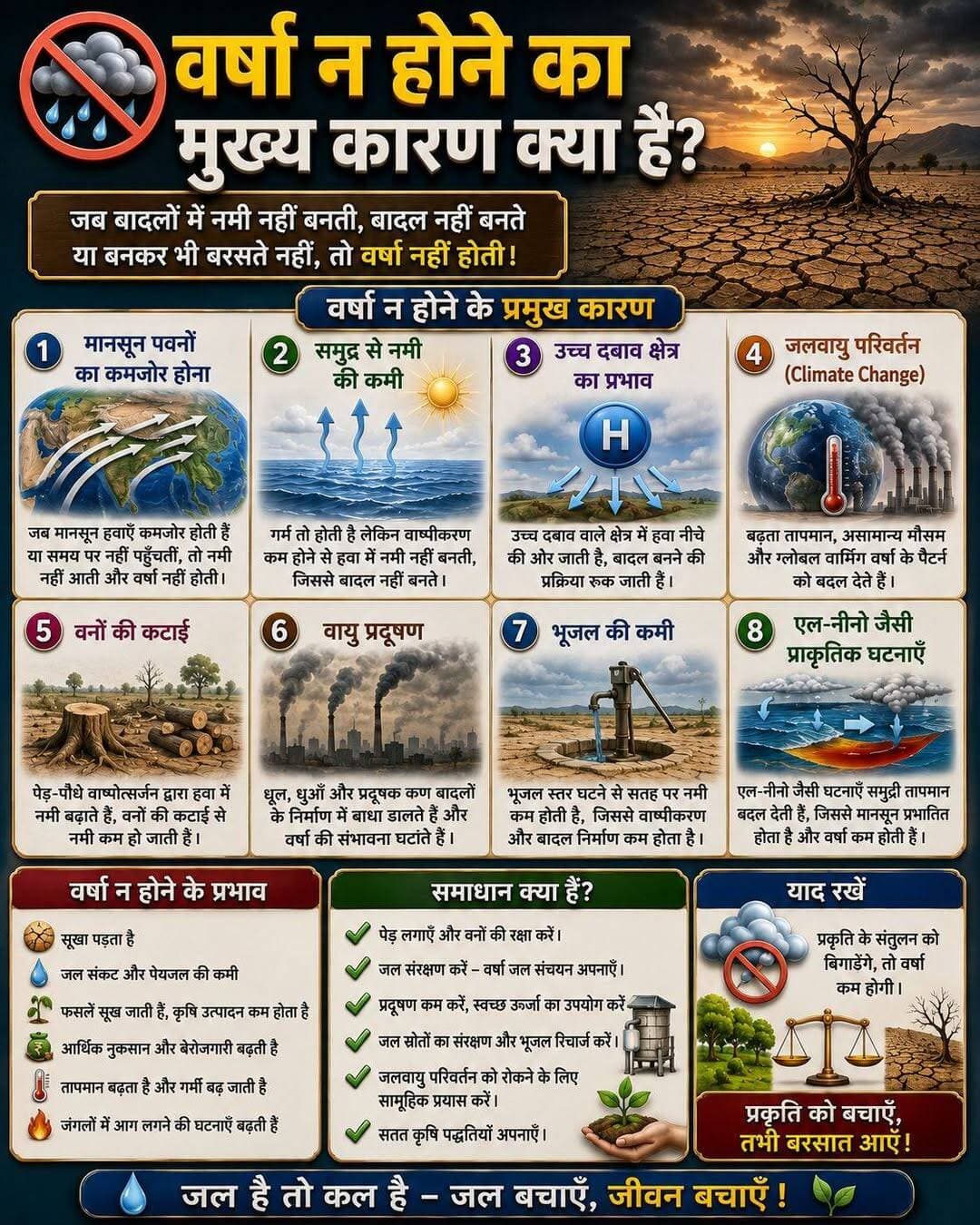 वर्षा ना होने का मुख्य कारण क्या है