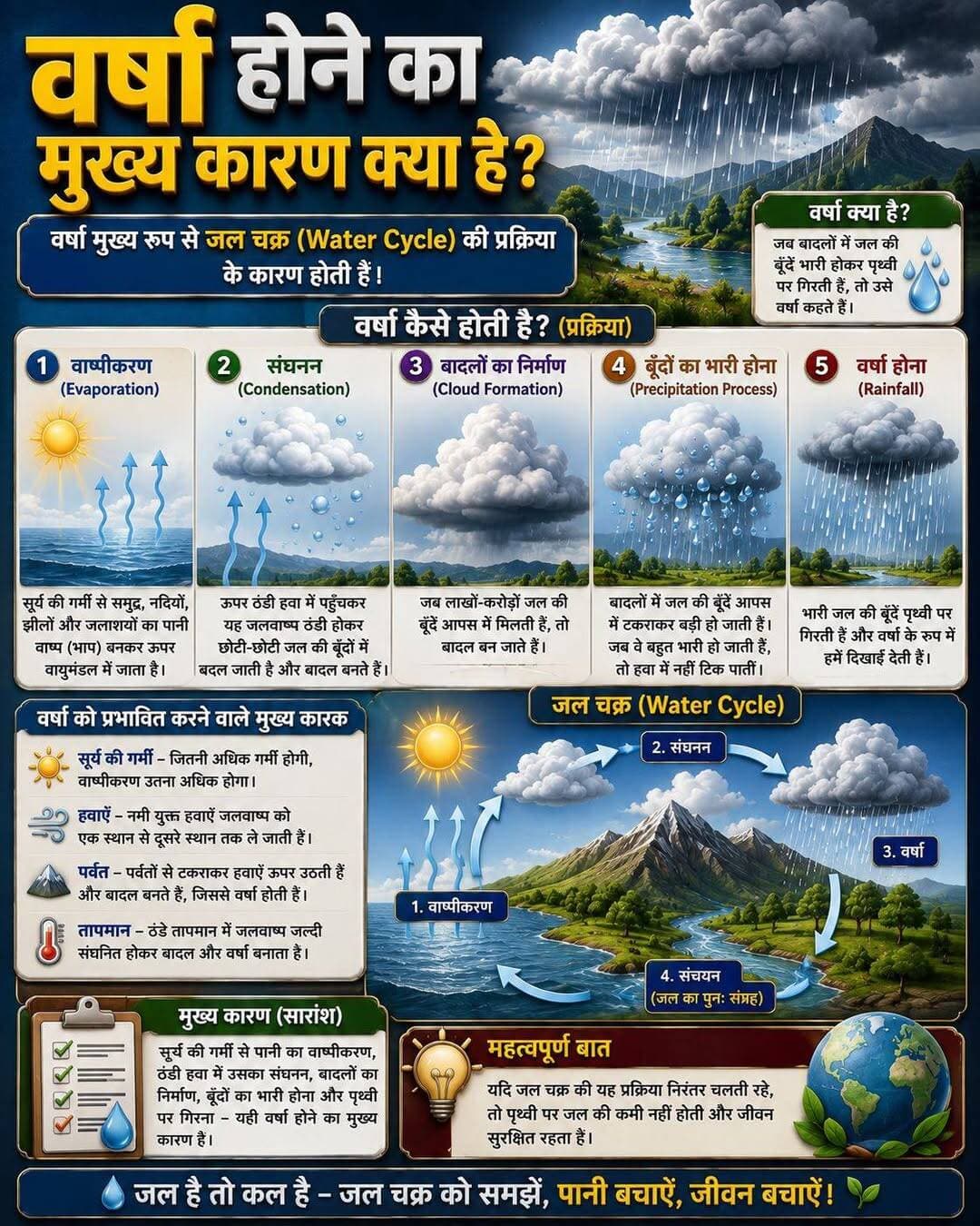 वर्षा होने का मुख्य कारण क्या है