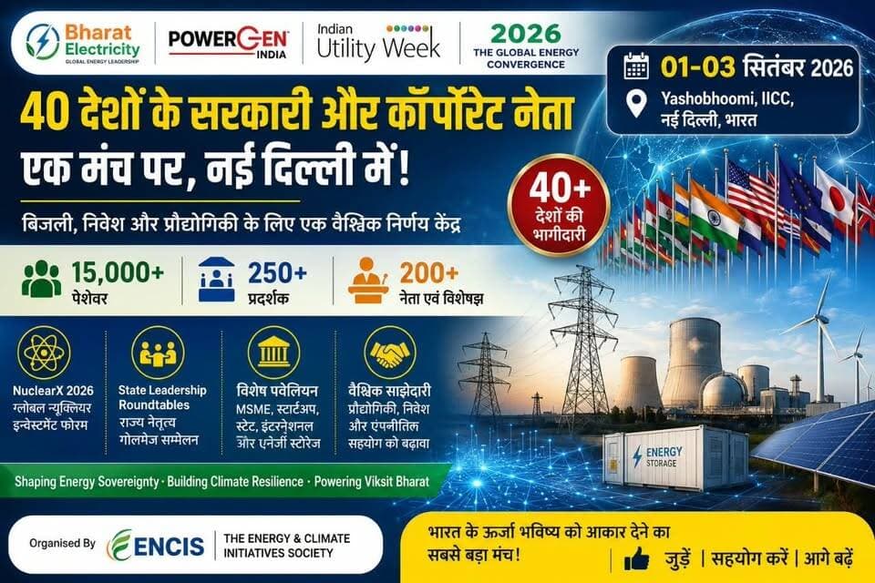 40 देशों के सरकारी और कॉर्पोरेट नेता Bharat Electricity, POWERGEN India एवं Indian Utility Week 2026 में जुटेंगे
15,000+ पेशेवर, 250+ प्रदर्शक और 200+ नेता नई दिल्ली को बिजली, निवेश और प्रौद्योगिकी के लिए एक वैश्विक निर्णय केंद्र में बदलेंगे
NuclearX, State Leadership Roundtables, विशेष पवेलियन और अंतरराष्ट्रीय भागीदारी उत्पादन, ग्रिड, स्टोरेज, डिजिटल यूटिलिटीज और स्वच्छ-ऊर्जा विनिर्माण में सहयोग को बढ़ावा देना ।
जैसे-जैसे दुनिया भर की बिजली प्रणालियों को ऊर्जा सुरक्षा, डिजिटलीकरण, औद्योगिक नीति और जलवायु संबंधी अनिवार्यताओं के कारण नया स्वरूप दिया जा रहा है, भारत एक ऐसे सबसे महत्वपूर्ण बाजार के रूप में उभर रहा है, जहां बड़े पैमाने पर बिजली का भविष्य तैयार किया जाएगा। 1- 3 सितंबर 2026 तक, 40 देशों के सरकारी और कॉर्पोरेट नेता Yashobhoomi, IICC, नई दिल्ली में Bharat Electricity, POWERGEN India एवं Indian Utility Week 2026 में एकत्रित होंगे। इस एकीकृत मंच में बिजली की पूरी वैल्यू चेन से जुड़े 15,000 से अधिक पेशेवरों, 250+ प्रदर्शकों और 200+ नीति निर्माताओं, CEOs, नियामकों और विशेषज्ञों के शामिल होने की उम्मीद है।
2026 संस्करण में Ministry of Power, Ministry of New and Renewable Energy, Ministry of Heavy Industries, Ministry of Electronics and Information Technology, Ministry of Environment, Forest and Climate Change, Ministry of Coal और Ministry of MSME के वरिष्ठ प्रतिनिधियों के साथ-साथ NITI Aayog, Central Electricity Authority, Invest India और प्रमुख राष्ट्रीय संस्थानों की भागीदारी की उम्मीद है। राज्य स्तर पर, दिल्ली Host State के रूप में भाग लेगा, जबकि गुजरात, उत्तर प्रदेश, कर्नाटक, महाराष्ट्र, बिहार और पश्चिम बंगाल निवेश, उत्पादन वृद्धि, ग्रिड आधुनिकीकरण, यूटिलिटी परिवर्तन और स्वच्छ-ऊर्जा विनिर्माण पर केंद्रित समर्पित नेतृत्व सत्रों के माध्यम से भागीदारी करेंगे।
श्री भूपिंदर सिंह भल्ला, IAS (सेवानिवृत्त), मानद अध्यक्ष, Bharat Electricity Council, और पूर्व सचिव, Ministry of New and Renewable Energy, Government of India, ने कहा, “भारत अब केवल एक बड़ा ऊर्जा बाजार बनने से आगे बढ़ रहा है। यह अगली पीढ़ी की बिजली प्रणालियों के लिए एक परीक्षण स्थल बन रहा है। इस आयोजन की महत्ता इस बात में है कि यह नीति, पूंजी, प्रौद्योगिकी और कार्यान्वयन क्षमता को एक ही स्थान पर एक साथ लाता है, ताकि वैश्विक विशेषज्ञता भारतीय परियोजनाओं, विनिर्माण और दीर्घकालिक रणनीतिक साझेदारियों में परिवर्तित हो सके।”
एक प्रमुख आकर्षण NuclearX 2026-The Global Nuclear Investment Forum होगा, जो भारत के 100 GW परमाणु ऊर्जा विजन के लिए वैश्विक पूंजी जुटाने पर केंद्रित होगा। इसके कार्यक्रम में दुनिया के अगले प्रमुख नागरिक परमाणु बाजार के निर्माण पर एक उद्घाटन फोरम, अगली पीढ़ी की परमाणु प्रौद्योगिकियों पर एक टेक्नोलॉजी एवं इनोवेशन सत्र और पूंजी, प्रौद्योगिकी तथा रणनीतिक साझेदारियों को जुटाने पर एक बंद-द्वार Executive Investment Roundtable शामिल है।
इस आयोजन में Uttar Pradesh Energy Leadership Roundtable: Powering Growth, Industry & a Clean Energy Future भी आयोजित किया जाएगा, जिसमें राज्य का राजनीतिक और प्रशासनिक नेतृत्व, UPPCL, UPRVUNL, UPPTCL, राष्ट्रीय संस्थान, वित्तीय संस्थान और प्रमुख निजी क्षेत्र की ऊर्जा कंपनियां उत्तर प्रदेश में बिजली क्षेत्र और औद्योगिक विस्तार के अगले चरण पर चर्चा के लिए एक साथ आएंगी। गुजरात, उत्तर प्रदेश, कर्नाटक, महाराष्ट्र, बिहार और पश्चिम बंगाल के लिए समानांतर Focus State सत्र परियोजना पाइपलाइनों, निवेश प्रस्तावों, यूटिलिटी सुधार और स्वच्छ-ऊर्जा तैनाती के लिए राज्य-विशिष्ट मंच तैयार करेंगे।
प्रदर्शनी इन नेतृत्व संवादों को कई क्यूरेटेड प्लेटफॉर्म के माध्यम से पूरक बनाएगी, जिनमें Government-supported MSME and Start-up Pavilions, State Government Pavilions, एक समर्पित Energy Storage Pavilion, Technology and GreenTech showcases, international country pavilions और sectoral association pavilions शामिल हैं। ये वैश्विक और घरेलू कंपनियों को खरीदारों, यूटिलिटीज, राज्य एजेंसियों, निवेशकों और परियोजना डेवलपर्स तक सीधी पहुंच प्रदान करेंगे।
उत्तर अमेरिका, यूरोप, अफ्रीका, मध्य पूर्व और एशिया-प्रशांत क्षेत्र की अंतरराष्ट्रीय कंपनियां और प्रतिनिधिमंडल ट्रांसमिशन एवं ग्रिड प्रौद्योगिकियों, स्टोरेज, उन्नत उत्पादन, परमाणु ऊर्जा, स्मार्ट मीटरिंग, आर्टिफिशियल इंटेलिजेंस, डिजिटल यूटिलिटीज, हाइड्रोजन, ई-मोबिलिटी और घरेलू विनिर्माण में साझेदारियों की संभावनाएं तलाशने की उम्मीद है। इस नेतृत्व इकोसिस्टम में NTPC, Power Finance Corporation, Grid Controller of India, SECI, Tata Power, Adani Green Energy, ReNew, CESC, BSES, EDF, GE Vernova, Schneider Electric, Toshiba, JSW Power Systems, Envision Energy, Indian Energy Exchange और Multi Commodity Exchange जैसे संगठन शामिल हैं।
श्री अभिषेक भटनागर, Director General, ENCIS, ने कहा, “इस संस्करण की संरचना को जानबूझकर convergence के इर्द-गिर्द तैयार किया गया है। राष्ट्रीय नीति, राज्य स्तर पर कार्यान्वयन, यूटिलिटी की प्राथमिकताएं, वैश्विक प्रौद्योगिकी, पूंजी और विनिर्माण अलग-अलग साइलो में काम नहीं कर सकते। NuclearX, State Roundtables, विशेष पवेलियन और Strategic Summit को इन सभी हिस्सों को एक साथ लाने और भागीदारी को महत्वपूर्ण साझेदारियों में बदलने के लिए तैयार किया गया है।”
तीन दिनों के दौरान, कार्यक्रम में India’s Power System Roadmap 2047, electricity-market reform, renewable curtailment, generation flexibility, digital transformation, India Energy Stack, storage, smart metering, green hydrogen, transmission resilience और future skills जैसे विषयों पर चर्चा की जाएगी। इसके साथ ही उच्च-स्तरीय fireside conversations और technical Knowledge Hub sessions भी आयोजित किए जाएंगे। “Shaping Energy Sovereignty • Building Climate Resilience • Powering Viksit Bharat” थीम के मार्गदर्शन में, 2026 संस्करण का उद्देश्य भारत को केवल वैश्विक ऊर्जा निवेश के गंतव्य के रूप में नहीं, बल्कि प्रौद्योगिकियों, बिजनेस मॉडल और संस्थागत ढांचों के सह-निर्माता के रूप में स्थापित करना है, जो वैश्विक ऊर्जा व्यवस्था के अगले स्वरूप को आकार दे सकते हैं।
Bharat Electricity, POWERGEN India एवं Indian Utility Week के बारे में
Bharat Electricity, POWERGEN India एवं Indian Utility Week बिजली और यूटिलिटीज क्षेत्र के लिए भारत का प्रमुख एकीकृत नेतृत्व और व्यावसायिक मंच हैं। 01–03 सितंबर 2026 तक Yashobhoomi, IICC, नई दिल्ली में आयोजित होने वाले ये सह-स्थित कार्यक्रम एक Strategic Summit, international Exhibition, Knowledge Hub, State and Investment Roundtables, विशेष पवेलियन और Bharat Electricity Awards को बिजली की पूरी वैल्यू चेन के साथ एकीकृत करते हैं।
The Energy & Climate Initiatives Society के बारे में
The Energy & Climate Initiatives Society (ENCIS) एक स्वतंत्र, गैर-पक्षपाती और गैर-लाभकारी रणनीतिक ज्ञान एवं नीति संस्थान है, जो भारत की ऊर्जा संप्रभुता, ऊर्जा संक्रमण, जलवायु लचीलापन और सतत औद्योगिक विकास को आगे बढ़ाने के लिए कार्य करता है।
भारत सरकार के प्रतिष्ठित पूर्व सचिवों, नियामकों और उद्योग जगत के नेताओं के मार्गदर्शन में, ENCIS नीति, उद्योग, प्रौद्योगिकी, वित्त और अंतरराष्ट्रीय सहयोग के बीच समन्वय के स्तर पर कार्य करता है। साक्ष्य-आधारित शोध, नेतृत्व परिषदों, नीति वकालत, रणनीतिक खुफिया जानकारी, वैश्विक मंचों, व्यापार सुविधा और क्षमता निर्माण के माध्यम से, ENCIS सरकार और उद्योग को एक साथ लाकर राष्ट्रीय महत्वाकांक्षाओं को कार्यान्वयन योग्य मार्गों और मापनीय परिणामों में बदलने का कार्य करता है।