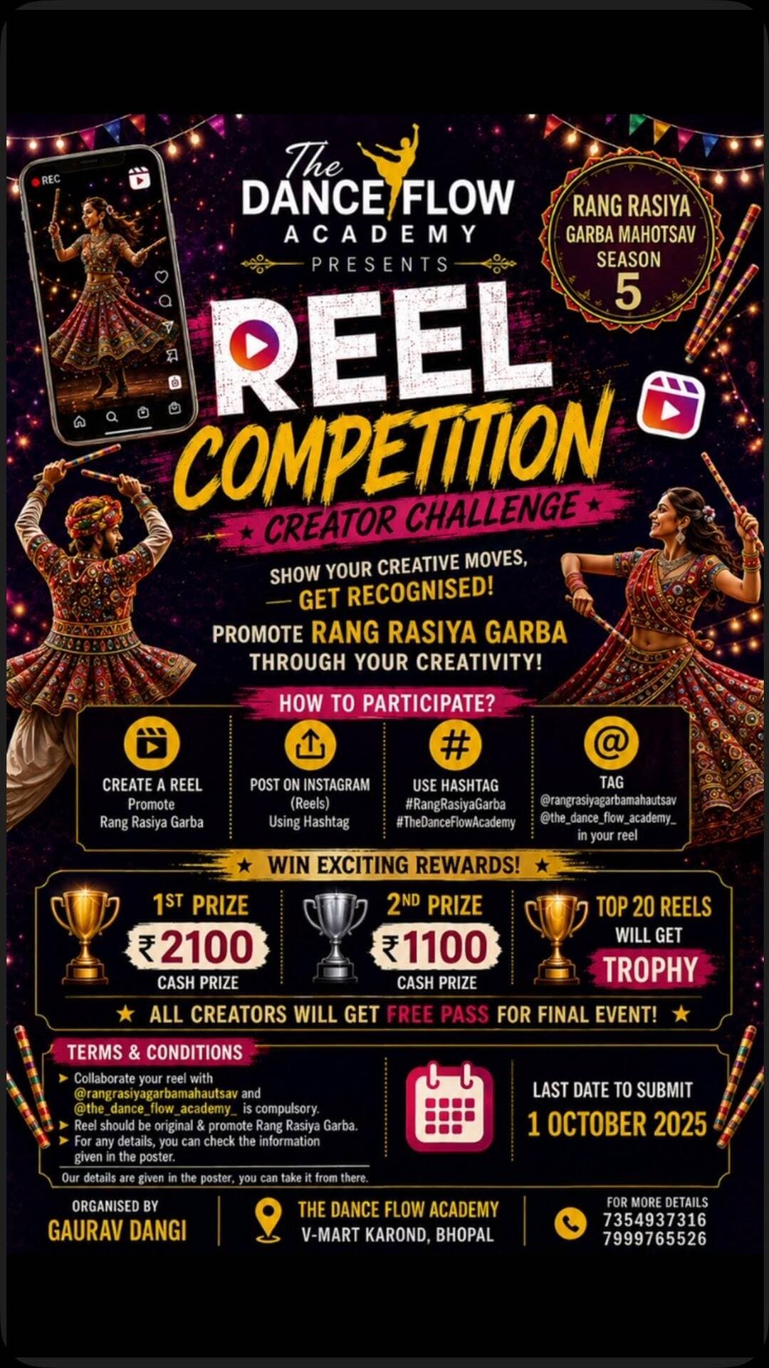 Reel banao aur jeeto 1st prize 🏆 @gaurav_dangi_dfa @rangrasiyagarbamahautsav @the_dance_flow_academy_