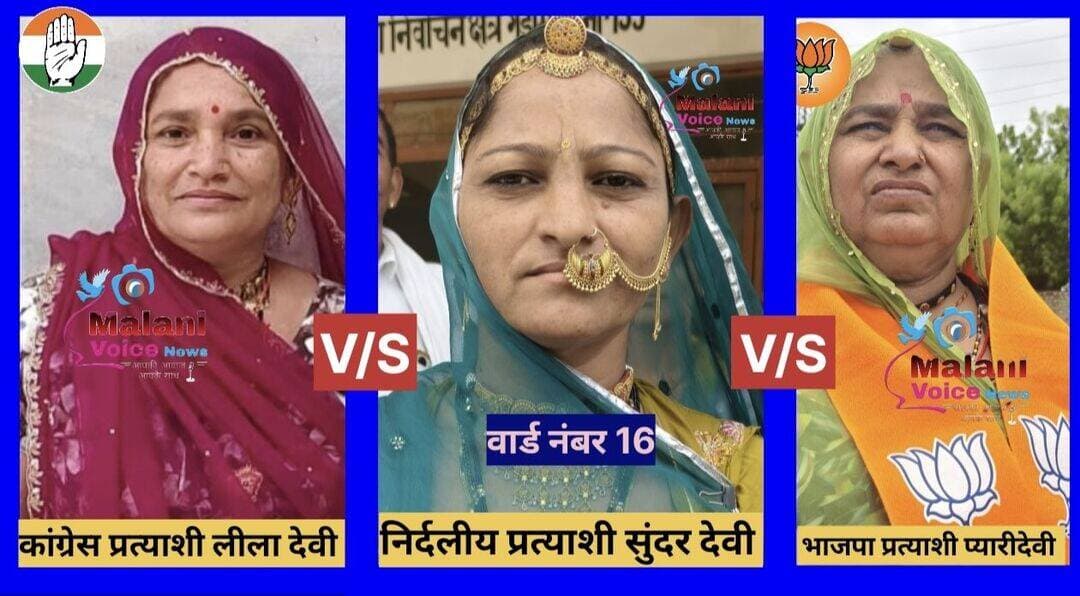 गुड़ामालानी वार्ड नंबर 16 में त्रिकोणीय मुकाबला! किसका चलेगा जादू? कांग्रेस, बीजेपी और निर्दलीय उम्मीदवारों के बीच रोचक मुकाबला