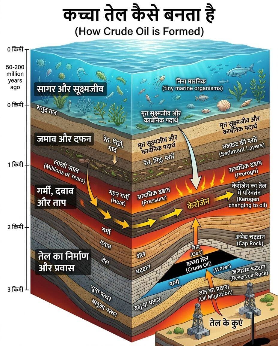 कच्चा तेल कैसे बनता है