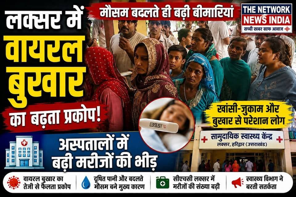 लक्सर में वायरल बुखार का प्रकोप बढ़ा, बड़ी संख्या में अस्पताल पहुंच रहे मरीज!
लक्सर और आसपास के क्षेत्रों में मौसम बदलने के साथ वायरल बुखार, खांसी-जुकाम और गले में खराश के मरीजों की संख्या तेजी से बढ़ रही है। सरकारी और निजी अस्पतालों में रोजाना बड़ी संख्या में मरीज पहुंच रहे हैं।
लक्सर सामुदायिक स्वास्थ्य केंद्र में भी मरीजों की भीड़ बढ़ी है। डॉक्टरों के मुताबिक बदलता मौसम और दूषित पानी मौसमी बीमारियों के प्रमुख कारण हो सकते हैं। स्वास्थ्य विभाग की ओर से मरीजों को दवाइयों के साथ बचाव और सावधानी बरतने की सलाह दी जा रही है।
देखिए पूरी खबर और जानिए वायरल बुखार से बचाव के जरूरी उपाय।
#लक्सर
#वायरल_बुखार
#लक्सर_न्यूज़
#उत्तराखंड_न्यूज़
#मौसमी_बीमारी
#TheNetworkNewsIndia