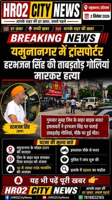 हरियाणा में फाइनेंसर की गोली मारकर की हत्या,2 बाइकसवारों ने चलाई 10 राउंड,मौके पर हुई मौत
