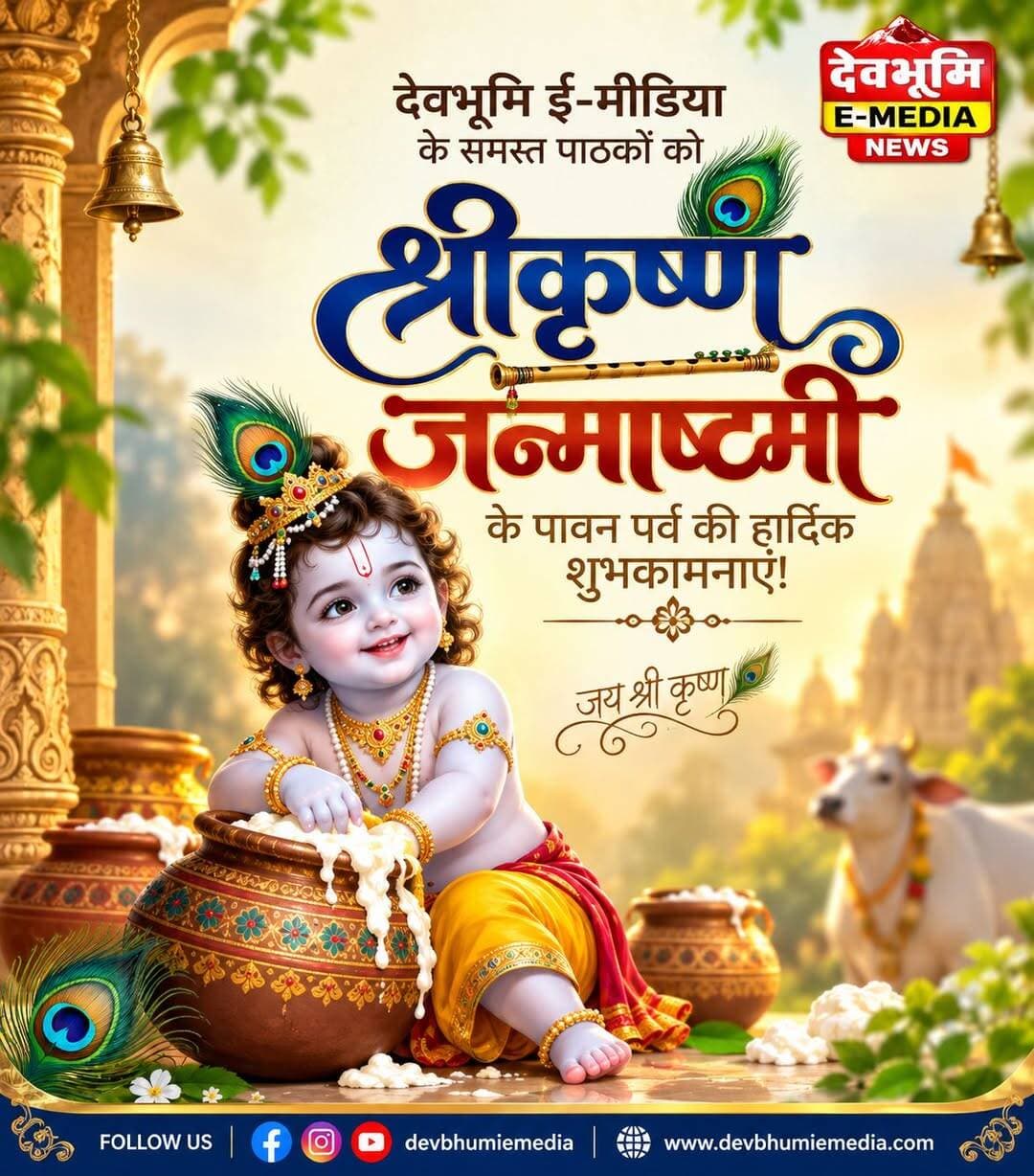 "देवभूमि ई-मीडिया" के समस्त पाठकों को <nis:link nis:type=tag nis:id=श्रीकृष्ण_जन्माष्टमी nis:value=श्रीकृष्ण_जन्माष्टमी nis:enabled=true nis:link/> के पावन पर्व की हार्दिक बधाई एवं शुभकामनाएं।
<nis:link nis:type=tag nis:id=shrikrishna_janmashtami nis:value=ShriKrishna_Janmashtami nis:enabled=true nis:link/>