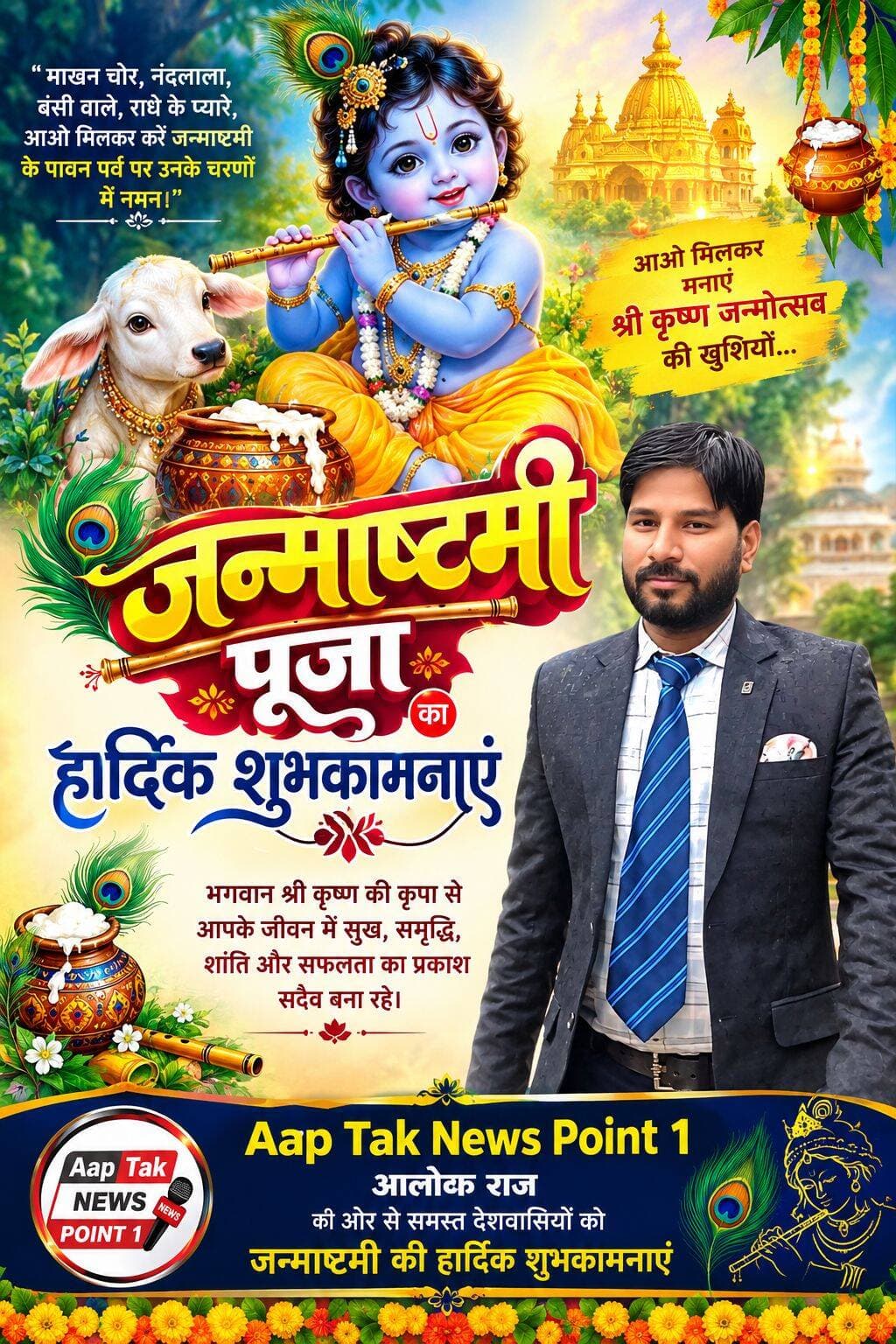 समस्त देशवासियों को श्री कृष्ण जन्माष्टमी पूजा की ढेर सारी शुभकामनाएं एवं बधाई।