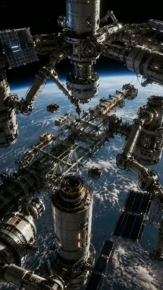 Watch crews assemble the next generation of orbital outposts above Earth. Would you ever want to live and work in space? #spaceexploration #orbitaloutpost #futuristic