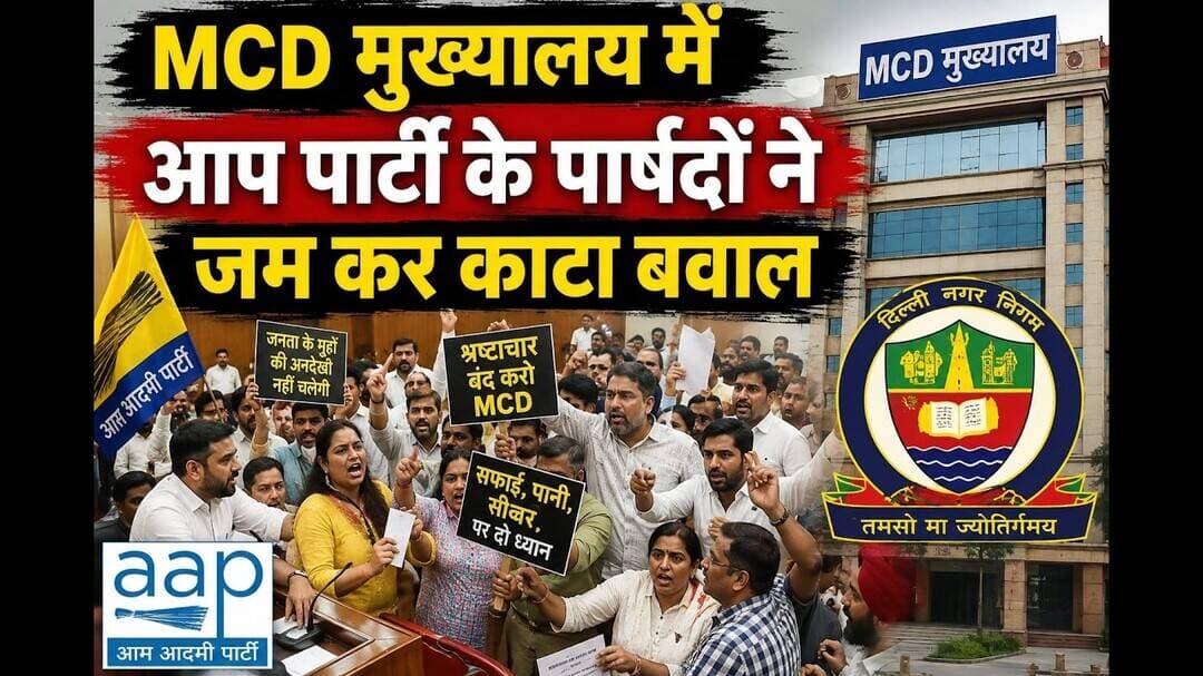 MCD मुख्यालय में आप पार्टी के पार्षदों ने जम कर काटा बवाल #mcddelhi #viralreels #AapParty #BJP