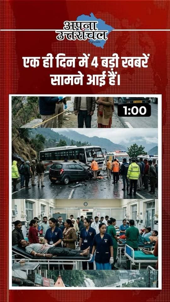 🚨 उत्तराखंड की आज की 4 बड़ी खबरें 🚨
उत्तराखंड में आज कई बड़ी घटनाएं सामने आईं। देहरादून में कारोबारी की पत्नी की हत्या, हल्द्वानी में गौला नदी के उफान से गौलापार की जमीन को नुकसान, हरिद्वार के लक्सर में किशोरी से सामूहिक दुष्कर्म का मामला और हल्दूचौड़ में गुलदार की दहशत ने लोगों की चिंता बढ़ा दी है।
आपको इन चारों में सबसे ज्यादा हैरान करने वाली खबर कौन-सी लगी? 👇
कमेंट में अपना नाम और शहर जरूर बताएं।
उत्तराखंड की ताजा खबरों और ब्रेकिंग न्यूज़ के लिए अपना उत्तरांचल को Follow करें। 🔔
#UttarakhandNews #UttarakhandBreakingNews #UttarakhandNewsToday #HaldwaniNews