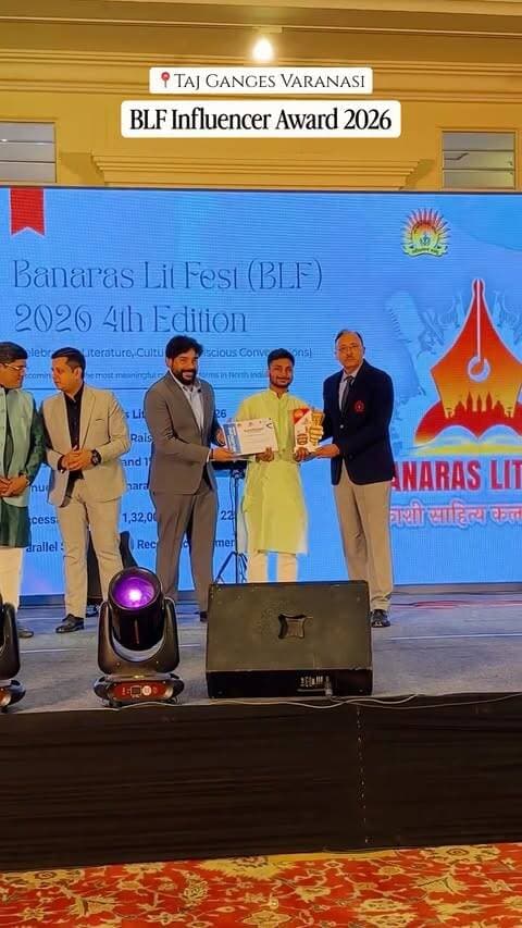 I was recently honored with the BLF Influencer Award 2026, along with a cash prize of ₹15,000, for my contribution to the 4th edition of the Banaras Literature Festival.
The recognition was awarded for my storytelling and effective social media marketing of the festival held from 29th January to 1st February 2026.
This award stands as a testament not only to the impact of strategic storytelling for cultural events, but also to the evolving social media marketing landscape in Varanasi and the power of growth-driven outreach.