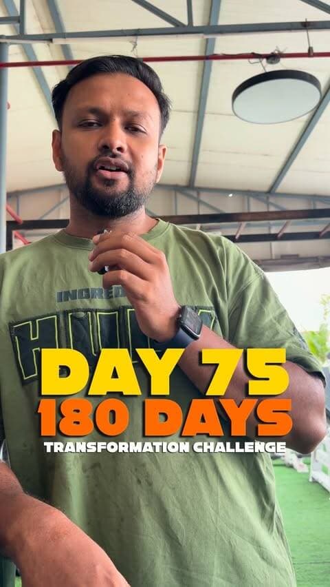 Day 75/180 ✅
Aaj ka body weight: KGs
180 Days Transformation Challenge
105 days more to go.
Fat to Fit continues. 🔥