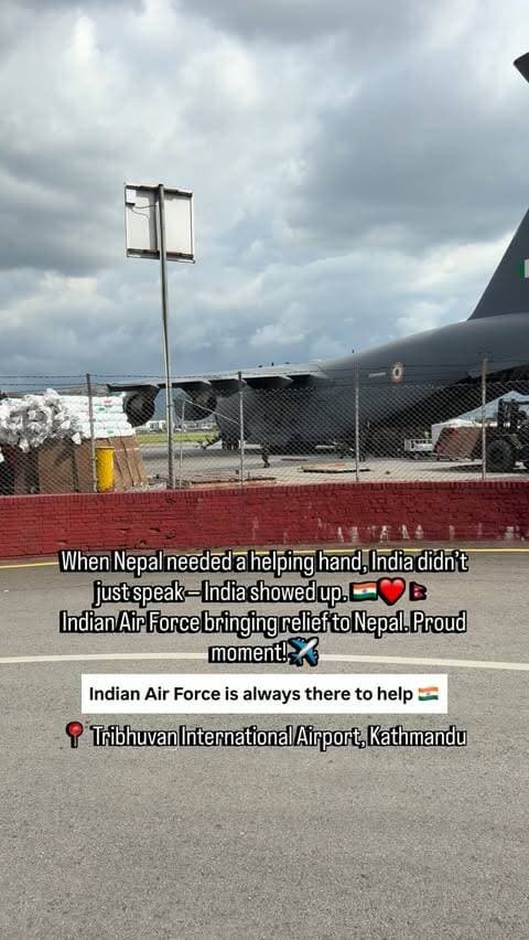 A friend in need is a friend indeed
India stands with Nepal 🇮🇳 ❤️ 🇳🇵