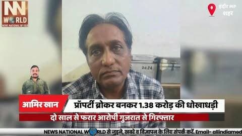 प्रॉपर्टी ब्रोकर बनकर 1.38 करोड़ की धोखाधड़ी, दो साल से फरार आरोपी गुजरात से गिरफ्ता
#IndorePolice
#FraudCase
#PropertyFraud
#CrimeNews
#VijayNagarPolice
#इंदौरपुलिस
#धोखाधड़ी
#प्रॉपर्टीफ्रॉड
#क्राइमन्यूज
#विजयनगरपुलिस
इंदौर, विजय नगर, धोखाधड़ी, प्रॉपर्टी ब्रोकर, 1.38 करोड़, फरार आरोपी, गुजरात गिरफ्तारी, पुलिस कार्रवाई
English: Indore, Vijay Nagar, Fraud, Property Broker, ₹1.38 Crore Fraud, Absconding Accused, Gujarat Arrest, Police Action