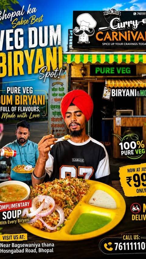 Best pure veg biryani in bhopal 😋
.
.
.
#sardarjikiyatrabhopal #foodporn #streetfood #purevegbiryani #biryani