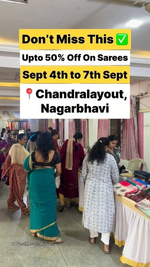 📍Chandragiri Palace, Chandralayout, Nagarbhavi, Bangalore
Sept 4th to 7th Sept
#nagarbhavi #nagarbhavi_bangalore #chandralayout #nammabengaluru #bangaloreshopping