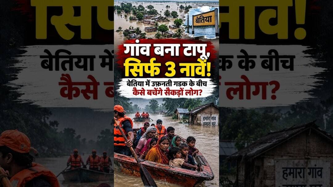 गंडक नदी का महाविनाश! बेतिया में 35 घर नदी में समाए, पूरा गांव बना टापू #BettiahNews #GandakRiver