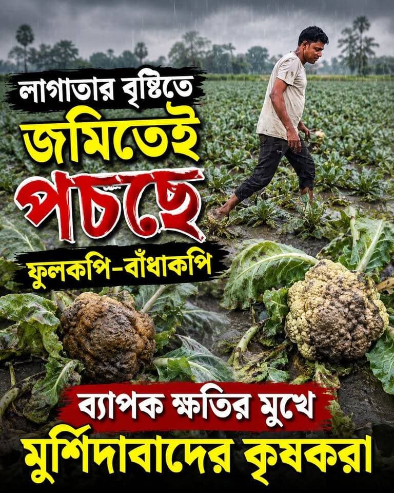 লাগাতার বৃষ্টিতে জমিতেই প'চছে ফুলকপি-বাঁধাকপি, ব্যাপক ক্ষতির মুখে হরিহরপাড়ার কৃষকরা!
#Murshidabad #hpnewsbangla #hariharpara #News #LocalNews