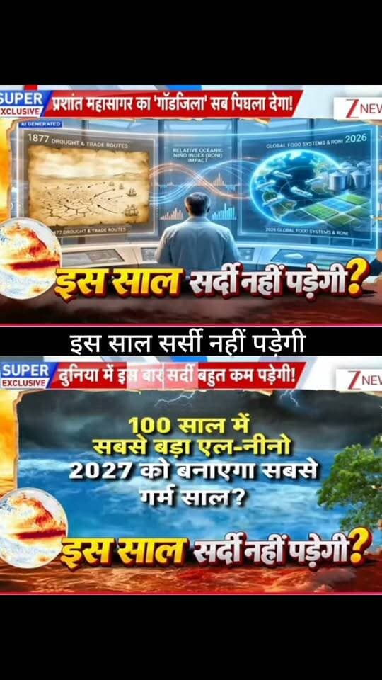 इस साल सर्दी नहीं पड़ेगी? 🌡️❄️
UN की मौसम चेतावनी के बीच भारत में सर्दी को लेकर बड़ा सवाल उठ रहा है। क्या La Niña की स्थिति कमजोर पड़ने से इस बार ठंड कम रहेगी और 2027 में दुनिया का मौसम नया रिकॉर्ड बना सकता है? 🌍⚡
पूरी खबर और मौसम का बड़ा अपडेट जानने के लिए जुड़े रहें 👇
👉 ApkaSheharLiveNews
#ApkaSheharLiveNews #WeatherNews #Winter #LaNina #ElNino #ClimateChange #IndiaWeather #MausamUpdate #BreakingNews #LatestNews #GlobalWarming #WeatherUpdate #NewsUpdate #TrendingNews