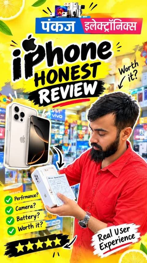 🍎 **iPhone HONEST REVIEW – Bilkul Sach, Bilkul Real!** 📱🔥
iPhone lene se pehle ye review **zaroor dekhna**! 👀
Is reel mein hum batayenge:
✅ Camera kaisa hai?
✅ Battery kitni chalti hai?
✅ Performance worth it hai ya nahi?
✅ Paisa vasool ya sirf hype?
💯 **No Fake Promotion – Sirf Honest Review**
Agar aap Bhopal mein iPhone lene ki planning kar rahe ho, to ek baar **Pankaj Electronics** zaroor visit karo.
📍 Shop No. 36, Sarafa Chowk, Agrawal Jewellers Row, Beside Shobhit Restaurant, Bhopal (M.P.)
📞 9302204320 | 9303056582
**Comment karke batao:** Aapka favourite iPhone kaunsa hai? 👇❤️