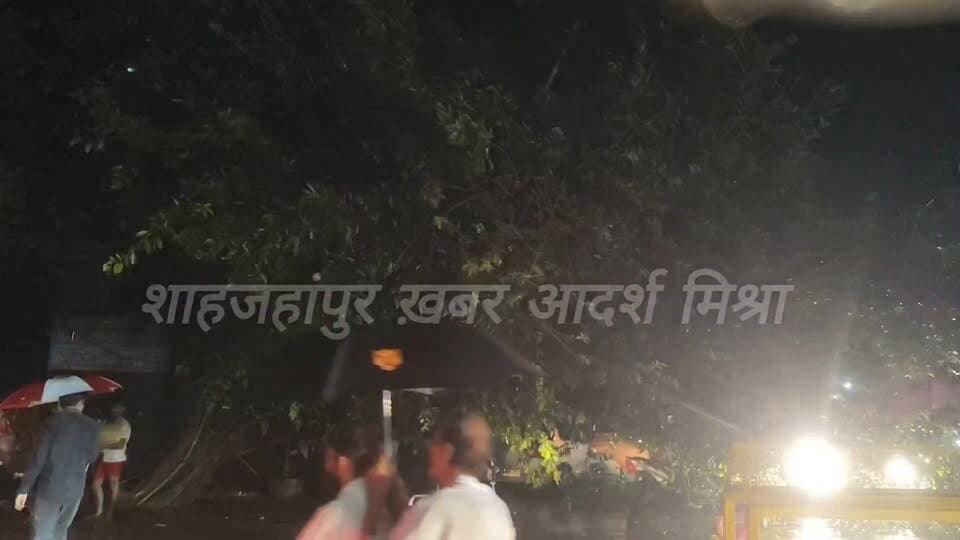 👉#मूसलाधार बारिश के बीच कार पर गिरा पेड़, बाल-बाल बचा चालक
--#पांच मिनट पहले कार खड़ी कर गया था चालक, पेड़ गिरने से कार की छत पूरी तरह क्षतिग्रस्त
शाहजहांपुर। लगातार तीन से चार घंटे से हो रही मूसलाधार बारिश के बीच कनौजिया अस्पताल के पास रात अचानक एक पेड़ गिर गया। पेड़ सड़क किनारे खड़ी कार पर जा गिरा, जिससे कार की ऊपरी छत पूरी तरह क्षतिग्रस्त हो गई। बताया गया कि कार सवार व्यक्ति हादसे से करीब पांच मिनट पहले ही वहां कार खड़ी करके चला गया था। इसके बाद पेड़ गिरने से बड़ा हादसा टल गया। गनीमत रही कि घटना के समय कार में कोई सवार नहीं था।सूचना मिलते ही कोतवाली पुलिस मौके पर पहुंची और सुरक्षा की दृष्टि से मार्ग पर यातायात रोक दिया। पेड़ गिरने से आवागमन प्रभावित हुआ। पेड़ को हटाने के लिए जेसीबी बुलाने की कार्रवाई की जा रही है। घटना के बाद मौके पर लोगों की भीड़ जुट गई।