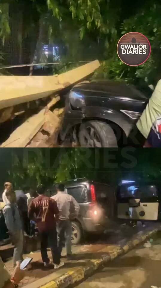 ग्वालियर के महल रोड पर बड़ा हादसा टला: स्कूटी को बचाने के चक्कर में डिवाइडर पर चढ़ी स्कॉर्पियो...