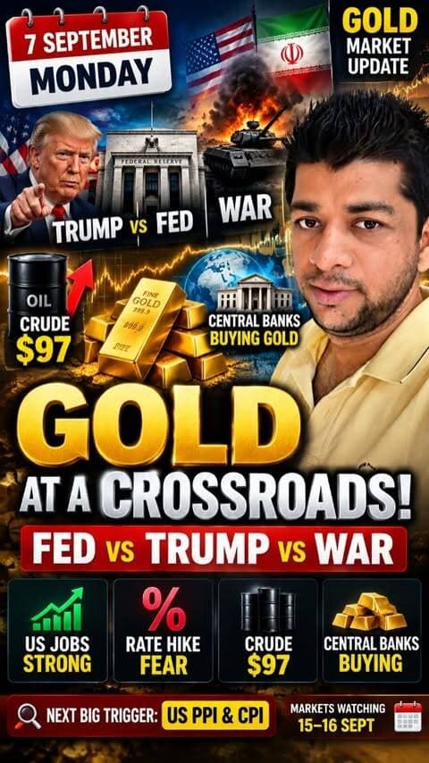 Goldच्या एका बाजूला FED… दुसऱ्या बाजूला TRUMP… आणि तिसऱ्या बाजूला WAR! ⚔️
Strong US Jobs Data मुळे Rate Hike Fear, US–Iran tension मुळे Crude Oilवर pressure, तर दुसरीकडे Central Banksची Gold Buying सुरूच! 🏦🪙
मग Goldची पुढची दिशा कोण ठरवणार? 📈📉
आता सगळ्यांचं लक्ष 👉 US PPI + CPI Inflation Data आणि FEDच्या पुढच्या decisionकडे!
एक गोष्ट लक्षात ठेवा —
फक्त सोन्याचा भाव पाहू नका… भावामागची World Economy समजा! 🌍🪙
#bhangalegold #GoldMarket #GoldPrice #GoldUpdate #GoldNews GoldAnalysis MCXGold GoldInvestment FederalReserve InterestRates DonaldTrump USIran CrudeOil CentralBankGold Inflation CPI PPI IndianGoldMarket Jalgaon Gold