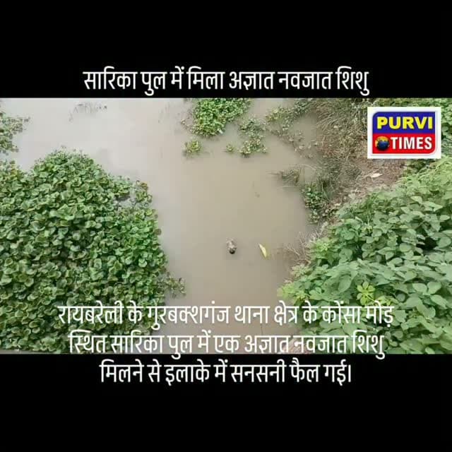 सारिका पुल में मिला अज्ञात नवजात शिशु
रायबरेली के गुरबक्शगंज थाना क्षेत्र के कोंसा मोड़ स्थित सारिका पुल में एक अज्ञात नवजात शिशु मिलने से इलाके में सनसनी फैल गई।