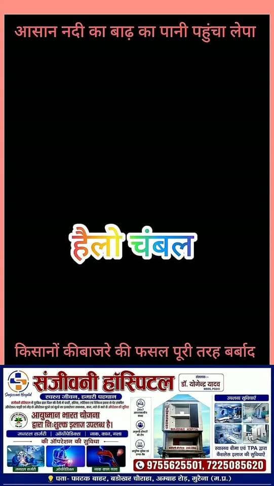 मुरैना - अभी कुंवारी रोद्र में, और अब आसन नदी का बाढ़ का पानी पहुंचा लेपा गांव किसानों की बाजरे की फसल की बर्बाद।