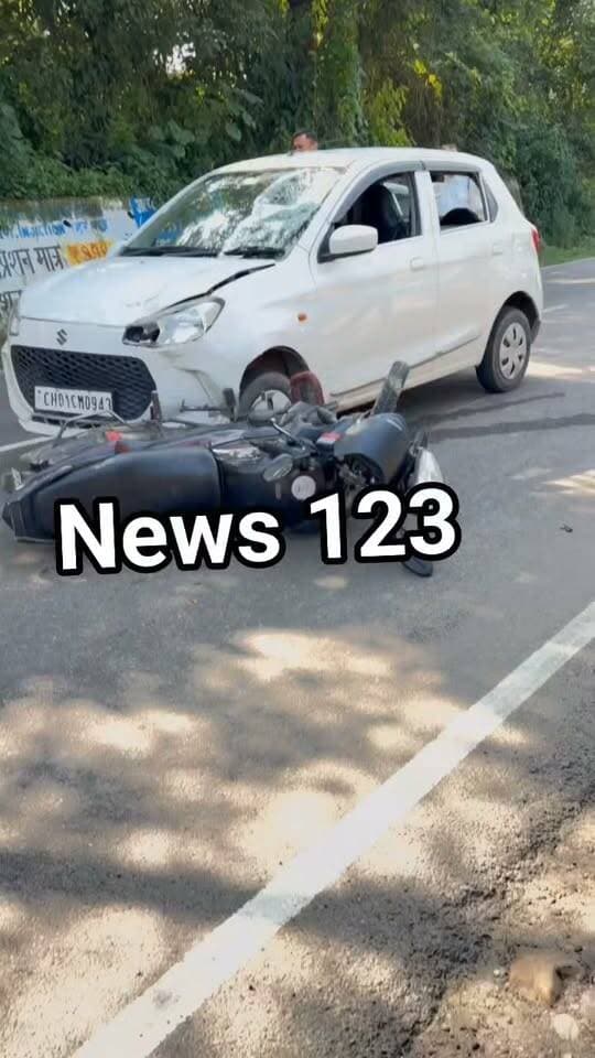 देहरा ।। News123 ।। सुनहेत में हादसा बाल बाल बचे बाइक सवार