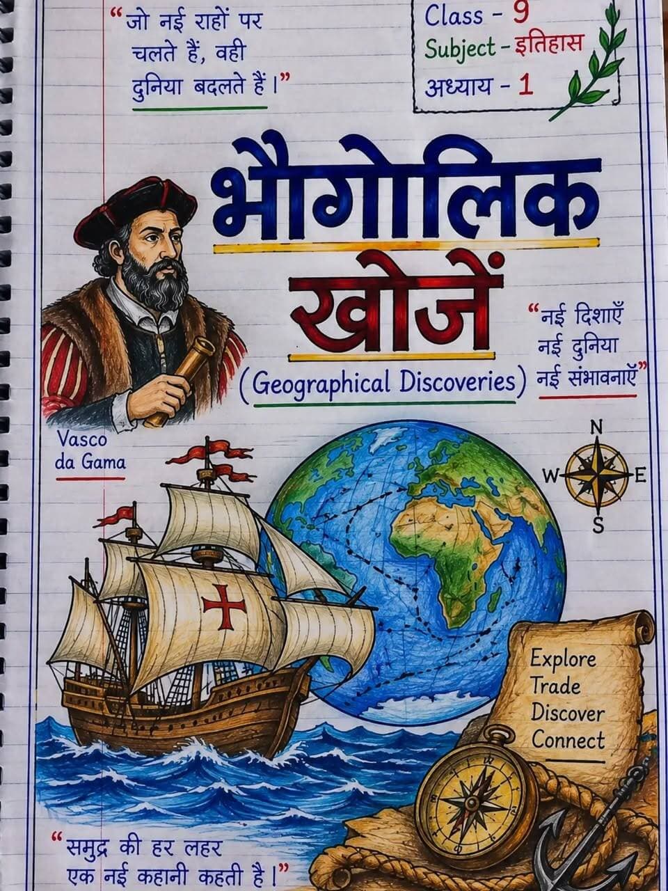 इतिहास को रटने की नहीं, समझने की जरूरत है! 🔥📖
कक्षा 9 इतिहास – अध्याय 1: भौगोलिक खोजें 🌎⛵
ऐसे ही जड़ी-बूटी जैसे शॉर्ट और याद रहने वाले Notes के लिए पोस्ट को ❤️ करें और दोस्तों के साथ शेयर करें।
पढ़ो कम, याद रखो ज्यादा! 🚀
👇 बताओ—Vasco da Gama किस देश से भारत पहुँचा था? 😏
🔥 Tags
#Class9 #Class9History #HistoryNotes #भौगोलिकखोजें #History Class9Notes NCERT NCERTNotes StudyNotes StudentNotes ExamPreparation BoardExam GK Education StudyGram HindiNotes