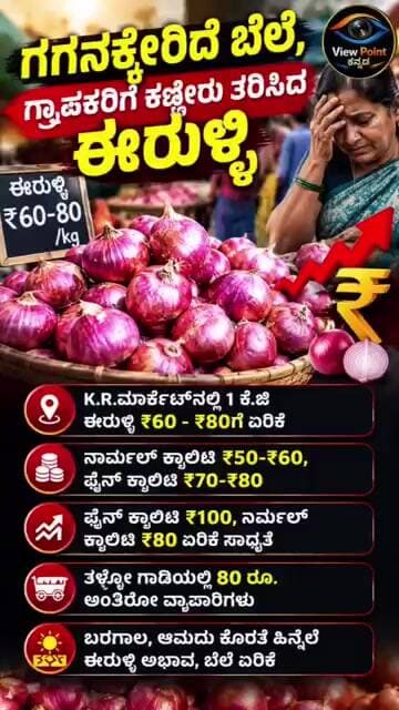 ಶತಕದತ್ತ ಸಾಗಿದೆ ಈರುಳ್ಳಿ: ಬೆಲೆ ಕೇಳಿ ತಲೆತಿರುಗಿ ಬಿದ್ದ ಗ್ರಾಹಕ!
