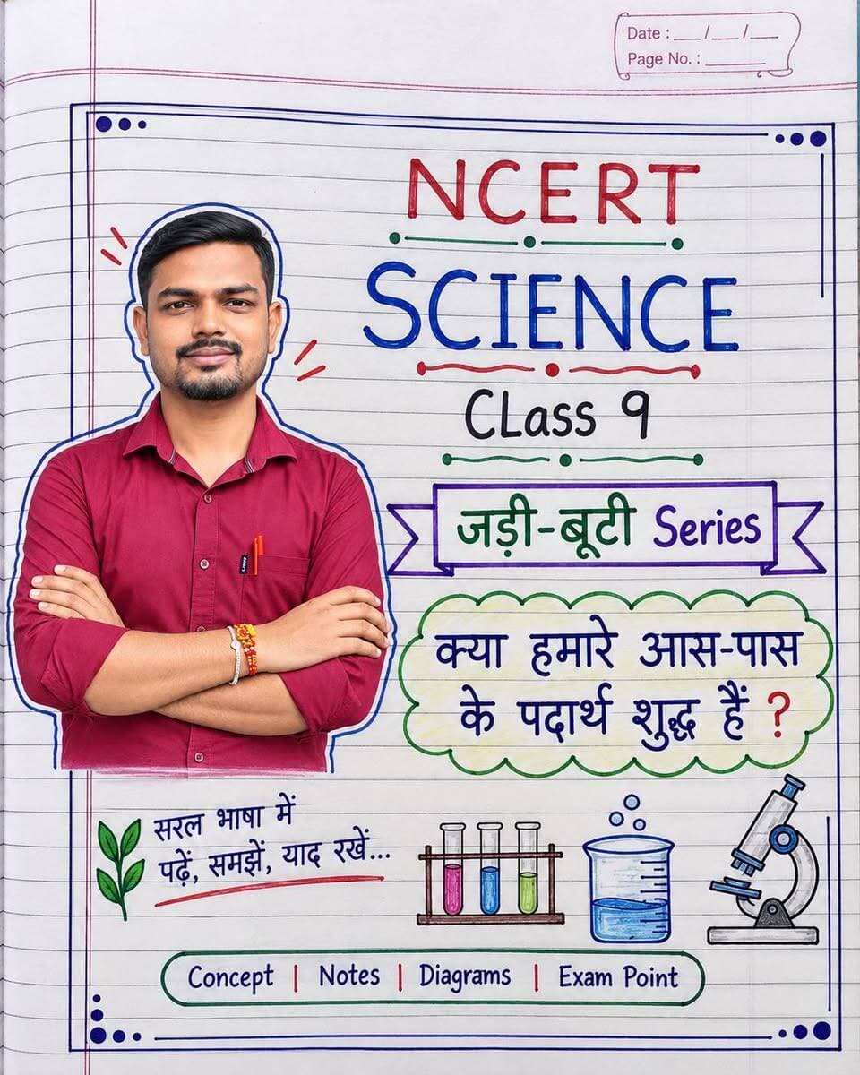 यह Class 9 Science – “जड़ी-बूटी Series” के लिए है। 🌿📚
NCERT आधारित • Short Notes • Exam Revision • Important Concepts
अगर आप चाहें तो मैं इसी Student Handwriting + Notebook Style में Science की पूरी जड़ी-बूटी Series बना सकता हूँ—Chapter-wise Cover Page + छोटे और आसान Revision Notes। #bkrajclasses #viralpost #reels